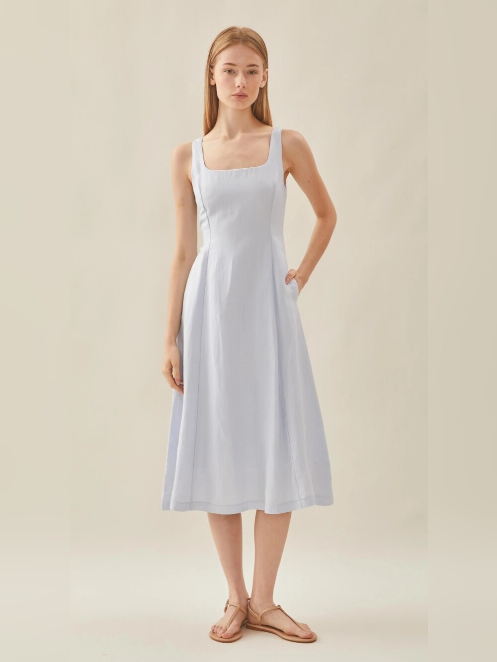 Mid Length Light Blue Dress